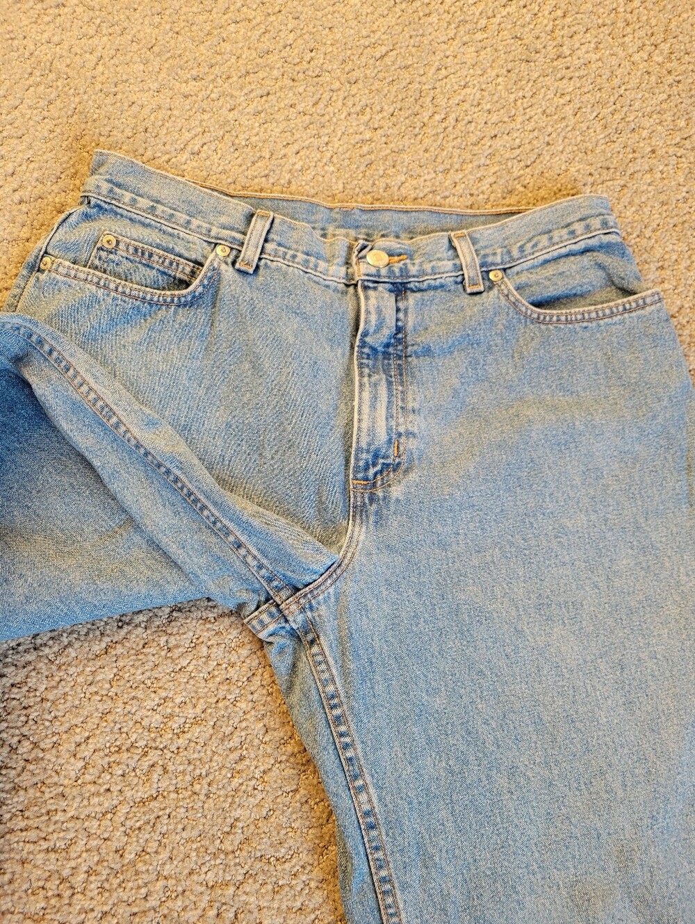 Lands' End Light Wash 100% Cotton Straight Leg Jeans Rigid Denim Womens 12 - Picture 10 of 14